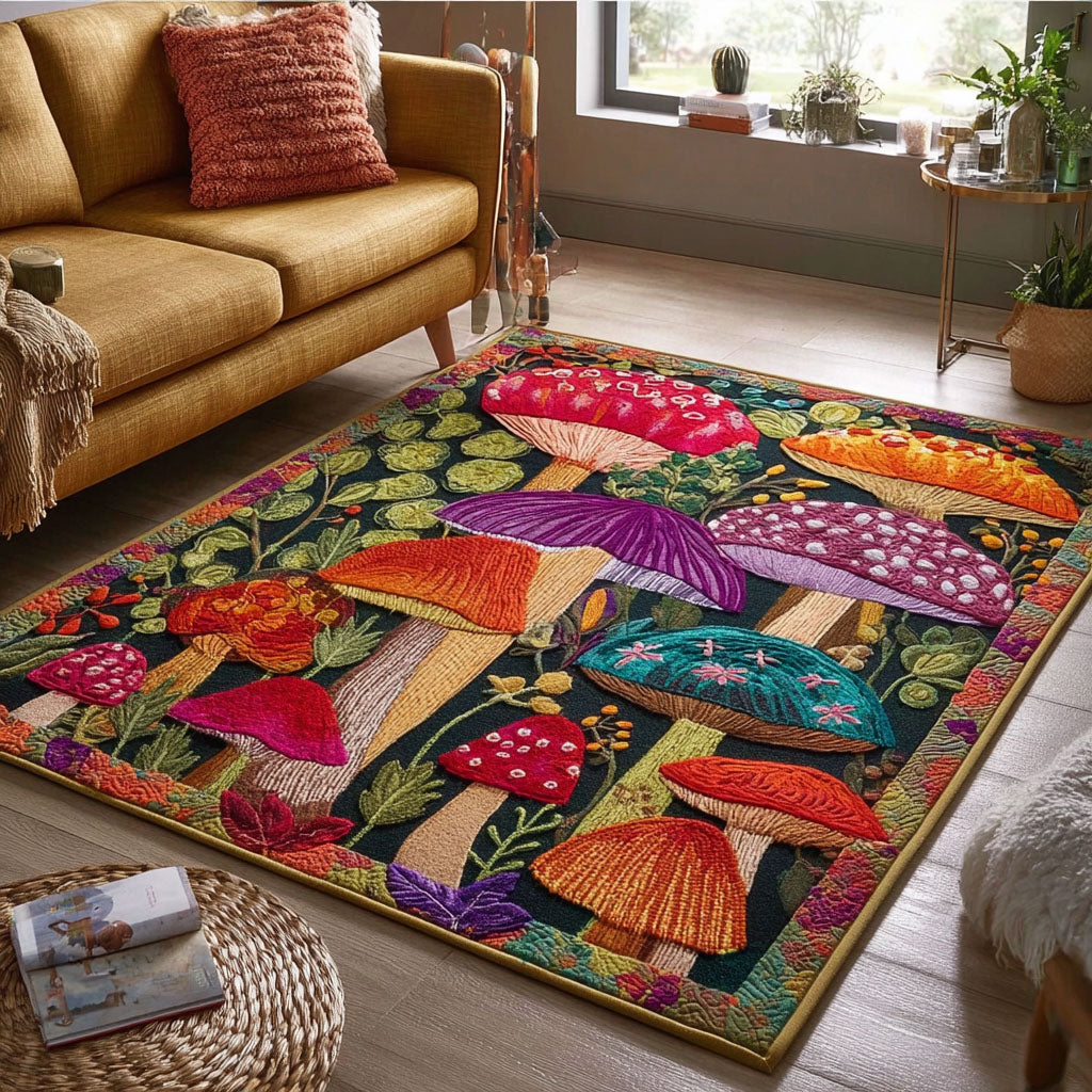 Mushroom Path Area Rug - Non-Slip Washable 3D Print Rug for Living Room & BedroomTVC2108294