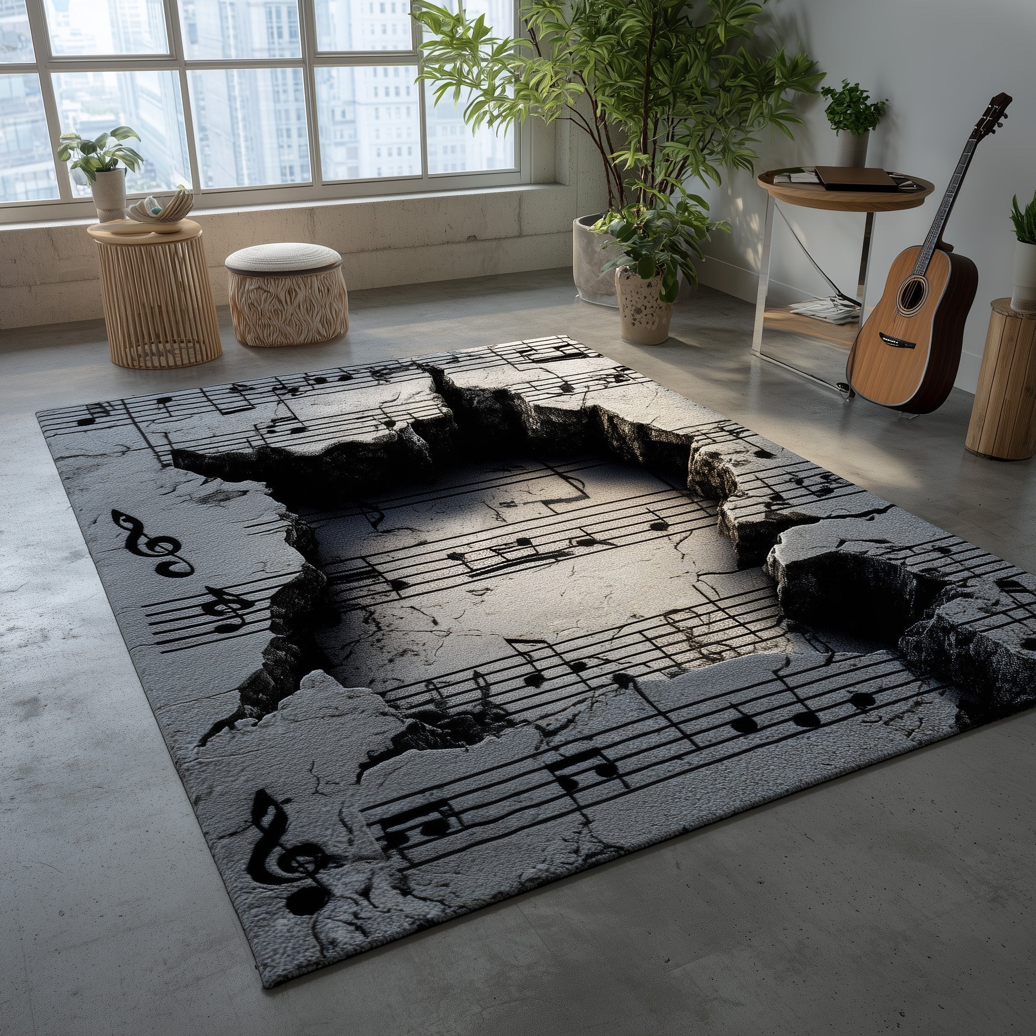Music notes Area Rug - Non-Slip Washable 3D Print Rug for Living Room & BedroomTVC2108222