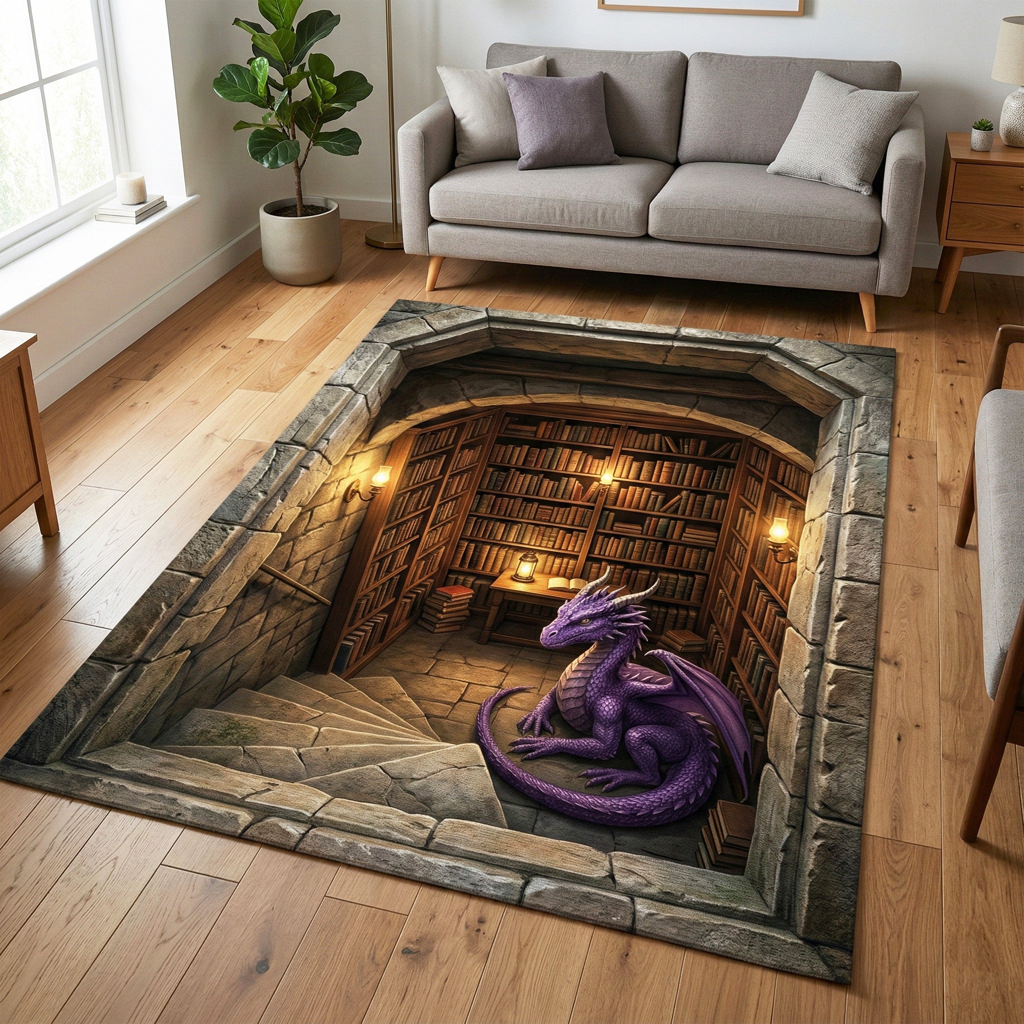 Mystic Dragon Area Rug - Non-Slip Washable 3D Print Rug for Living Room & BedroomTVC2108213