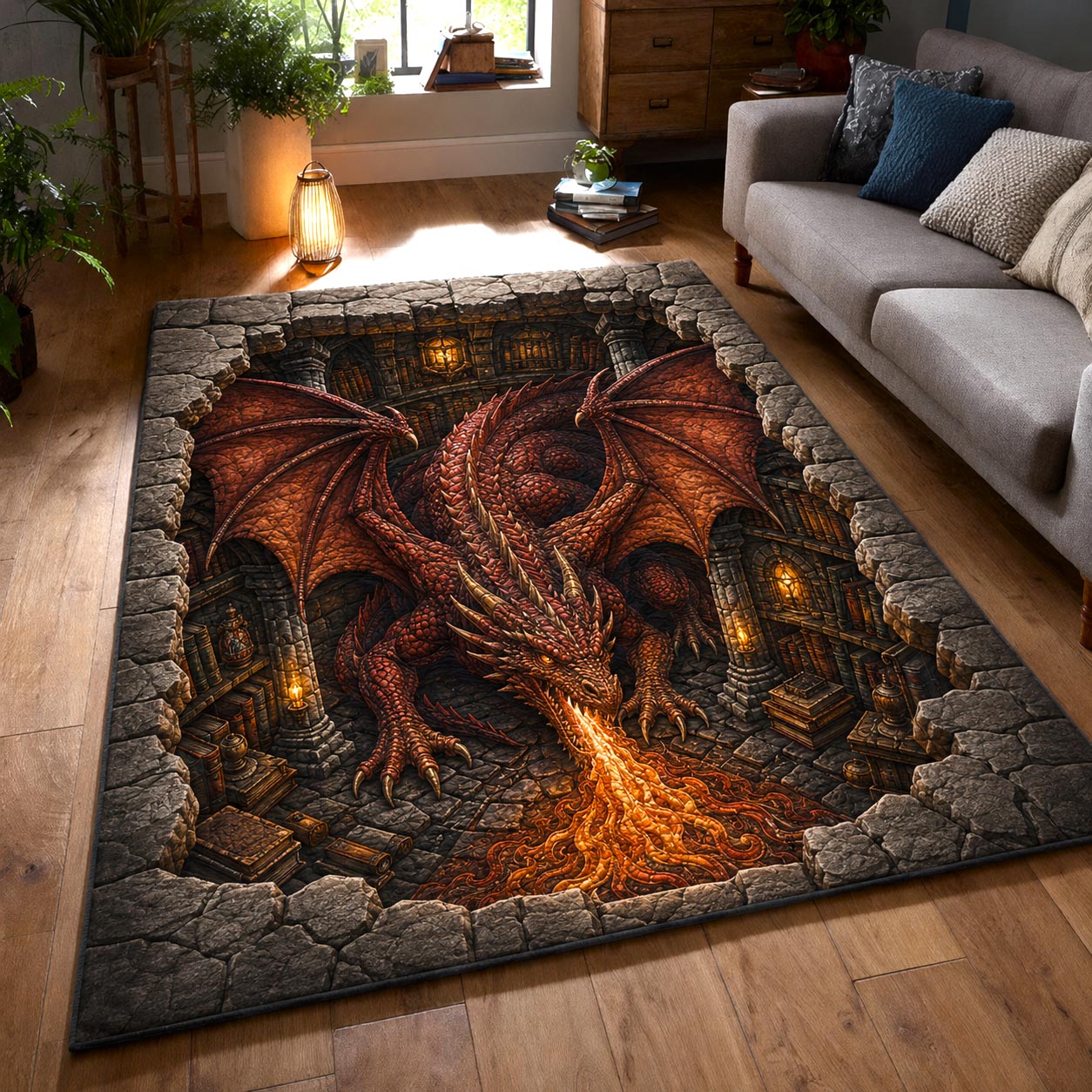Mystic Dragon Area Rug - Non-Slip Washable 3D Print Rug for Living Room & BedroomTVC2108404