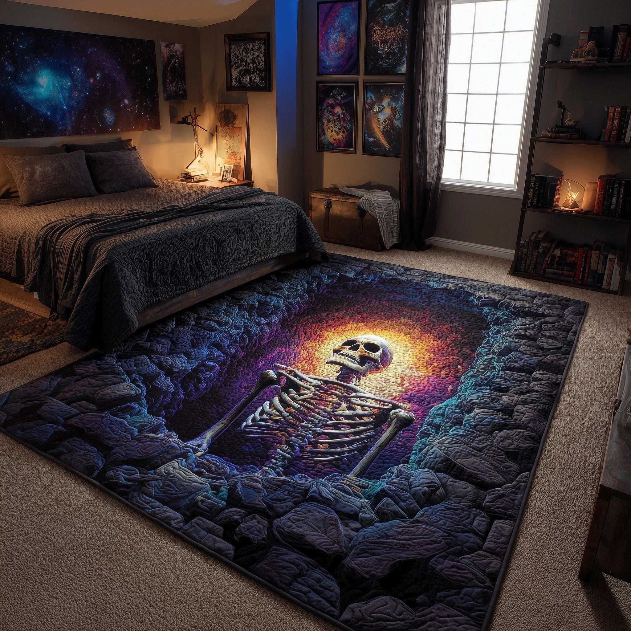 Mystic Skeleton Halloween Area Rug - Non-Slip Washable 3D Print Rug for Living Room & BedroomTVC2108222