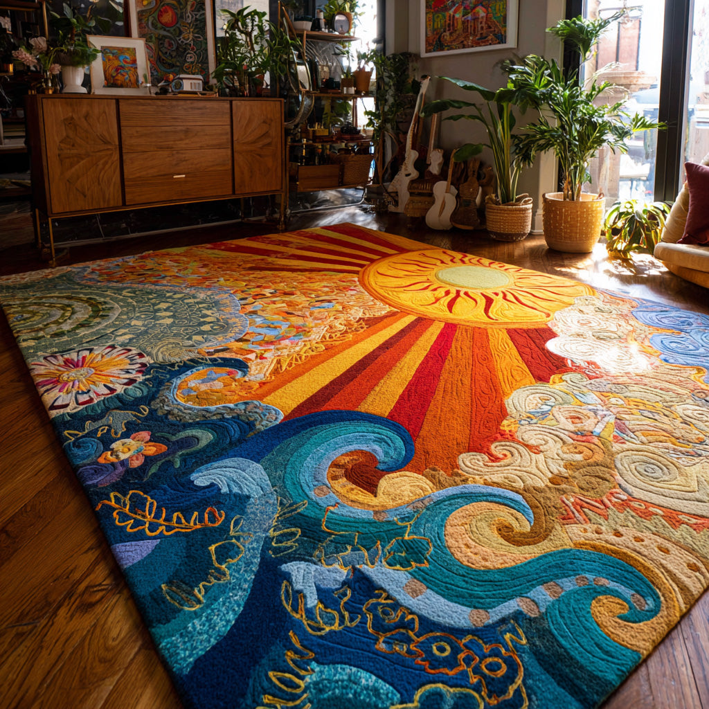 Mystic Waves Area Rug - Non-Slip Washable 3D Print Rug for Living Room & BedroomTVC2108293