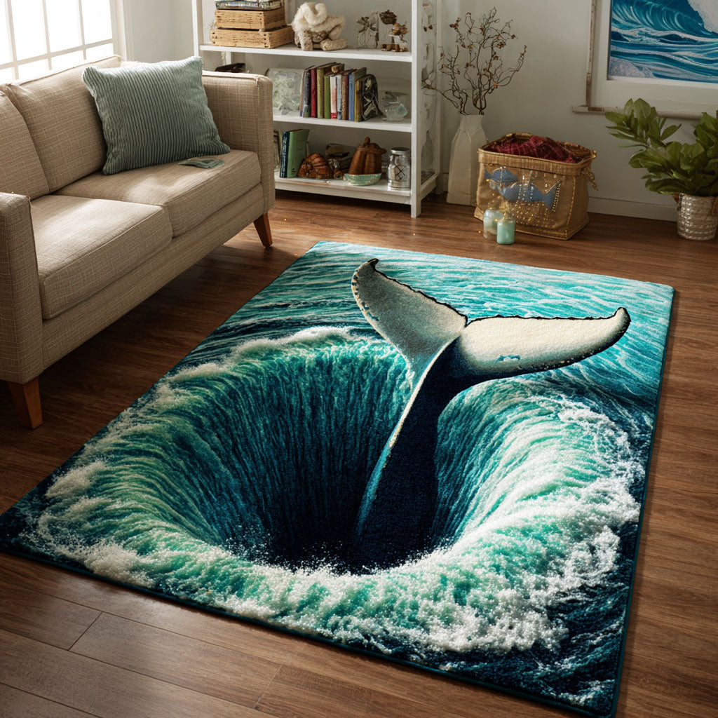 Mystic Whale Area Rug - Non-Slip Washable 3D Print Rug for Living Room & BedroomTVC2108293