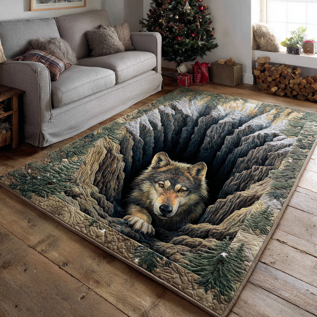 Mystic Wolf Crevice Area Rug - Non-Slip Washable 3D Print Rug for Living Room & BedroomTVC2108293