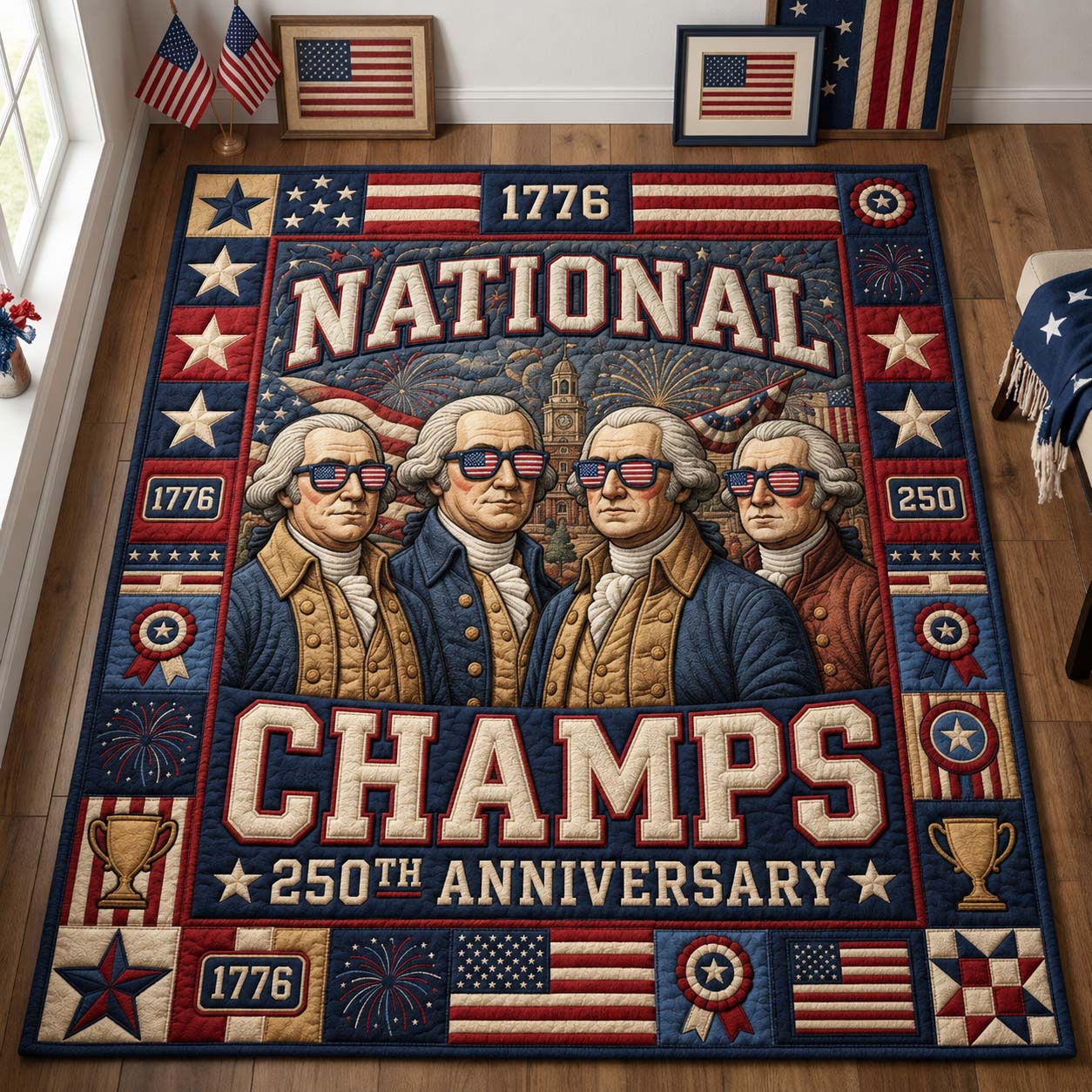 National Champs 250 Area Rug - Non-Slip Washable 3D Print Rug for Living Room & BedroomTVC2108404