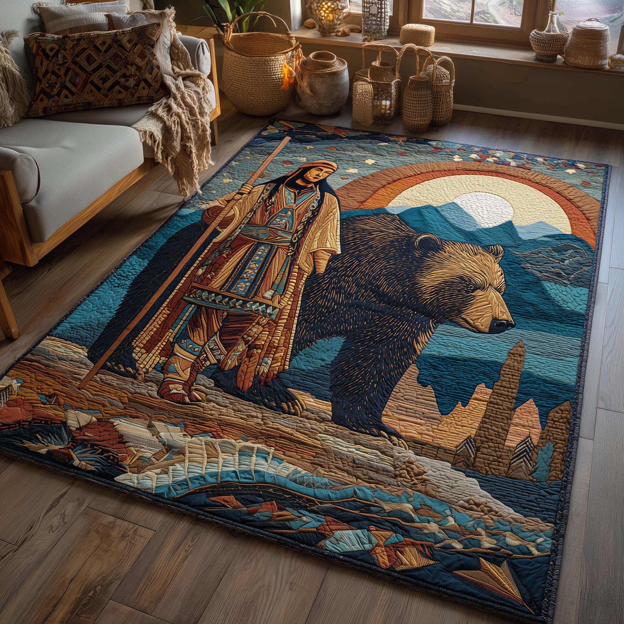 Native Guardian Area Rug - Non-Slip Washable 3D Print Rug for Living Room & BedroomTVC2108222