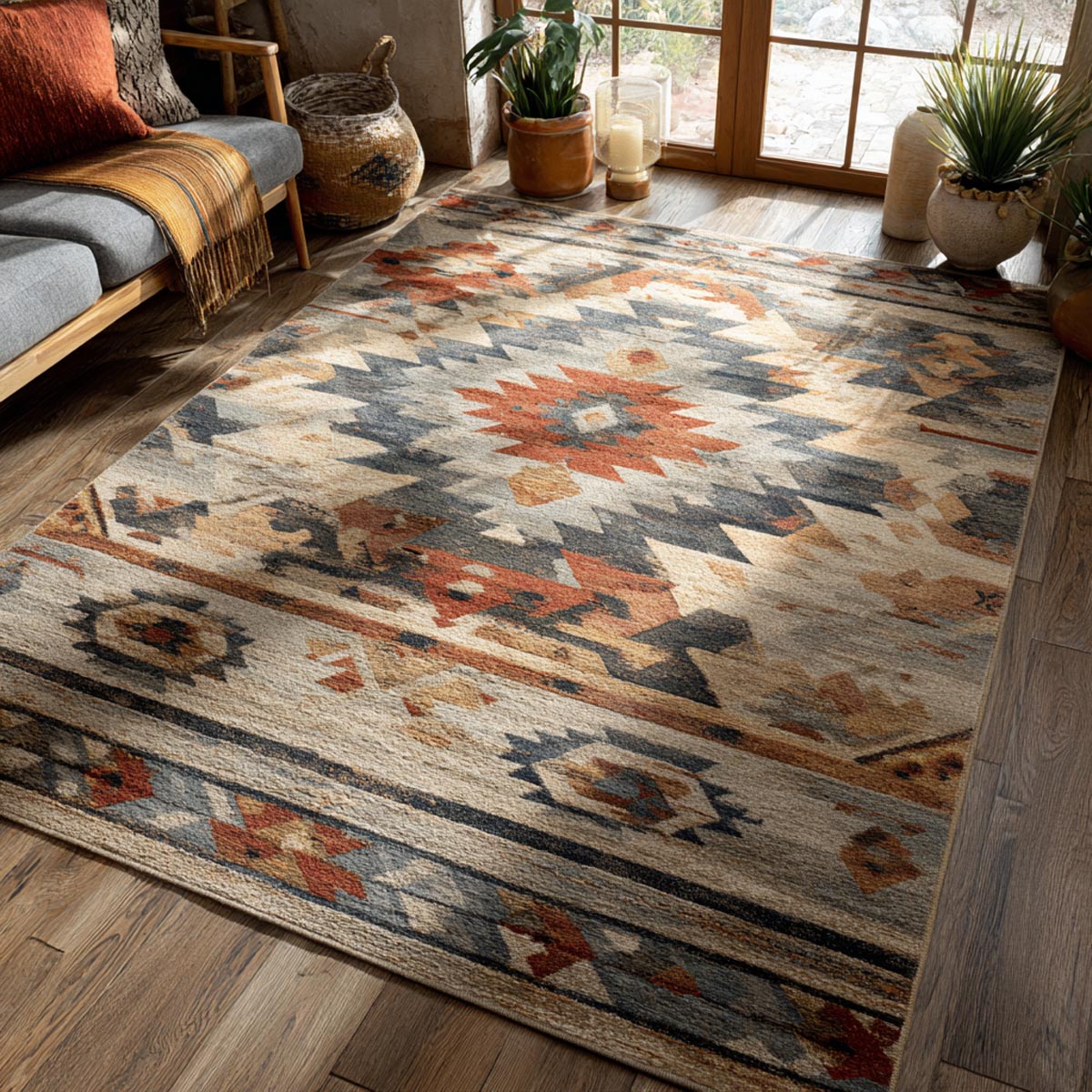 Native Spirit Area Rug - Non-Slip Washable 3D Print Rug for Living Room & BedroomTVC2108213