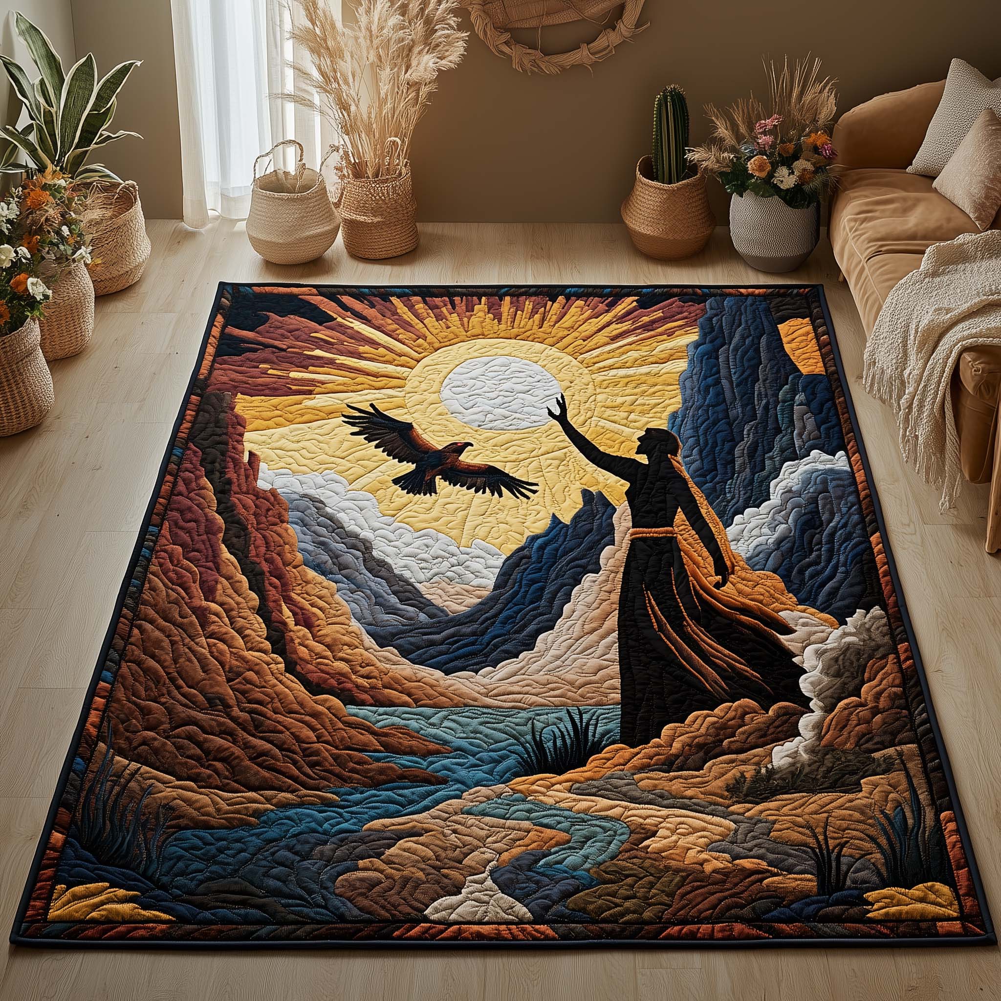 Native Spirit Area Rug - Non-Slip Washable 3D Print Rug for Living Room & BedroomTVC2108222
