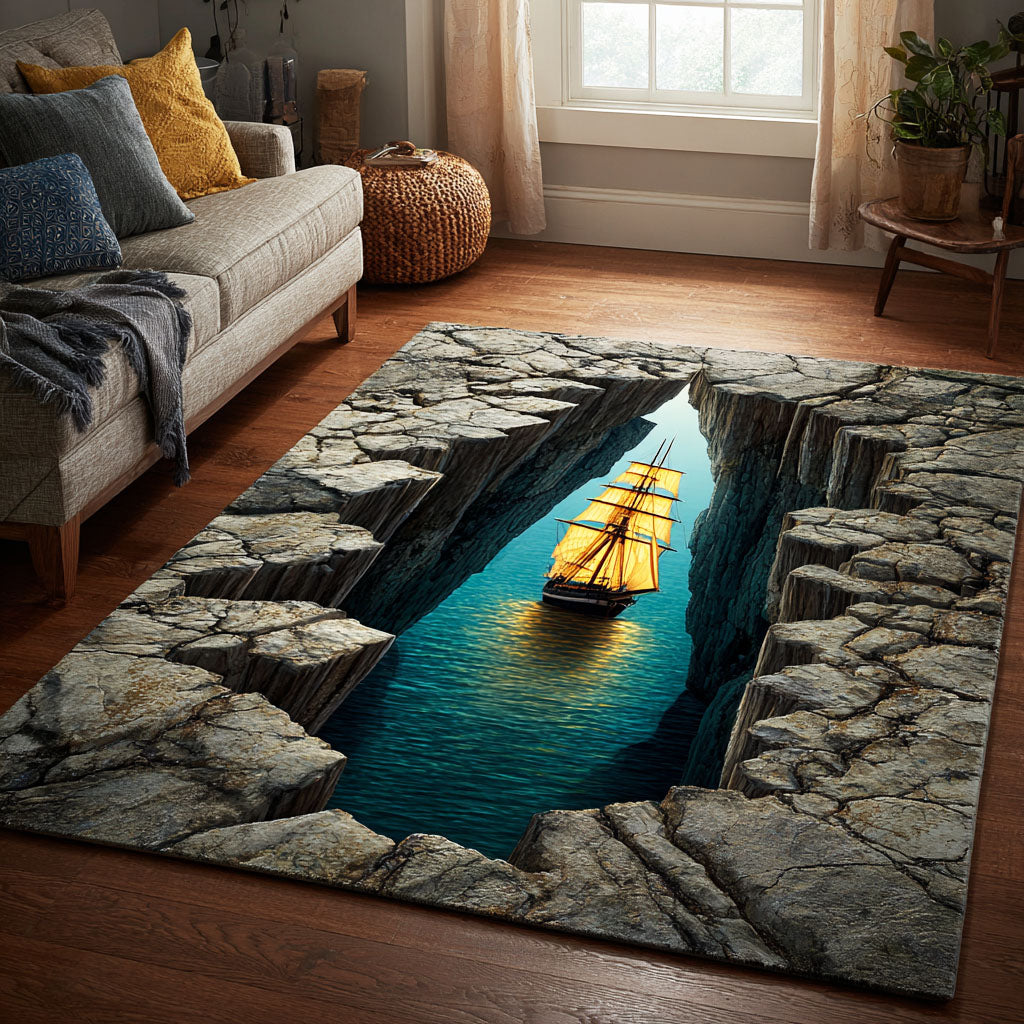 Nautical Horizon Area Rug - Non-Slip Washable 3D Print Rug for Living Room & BedroomTVC2108293