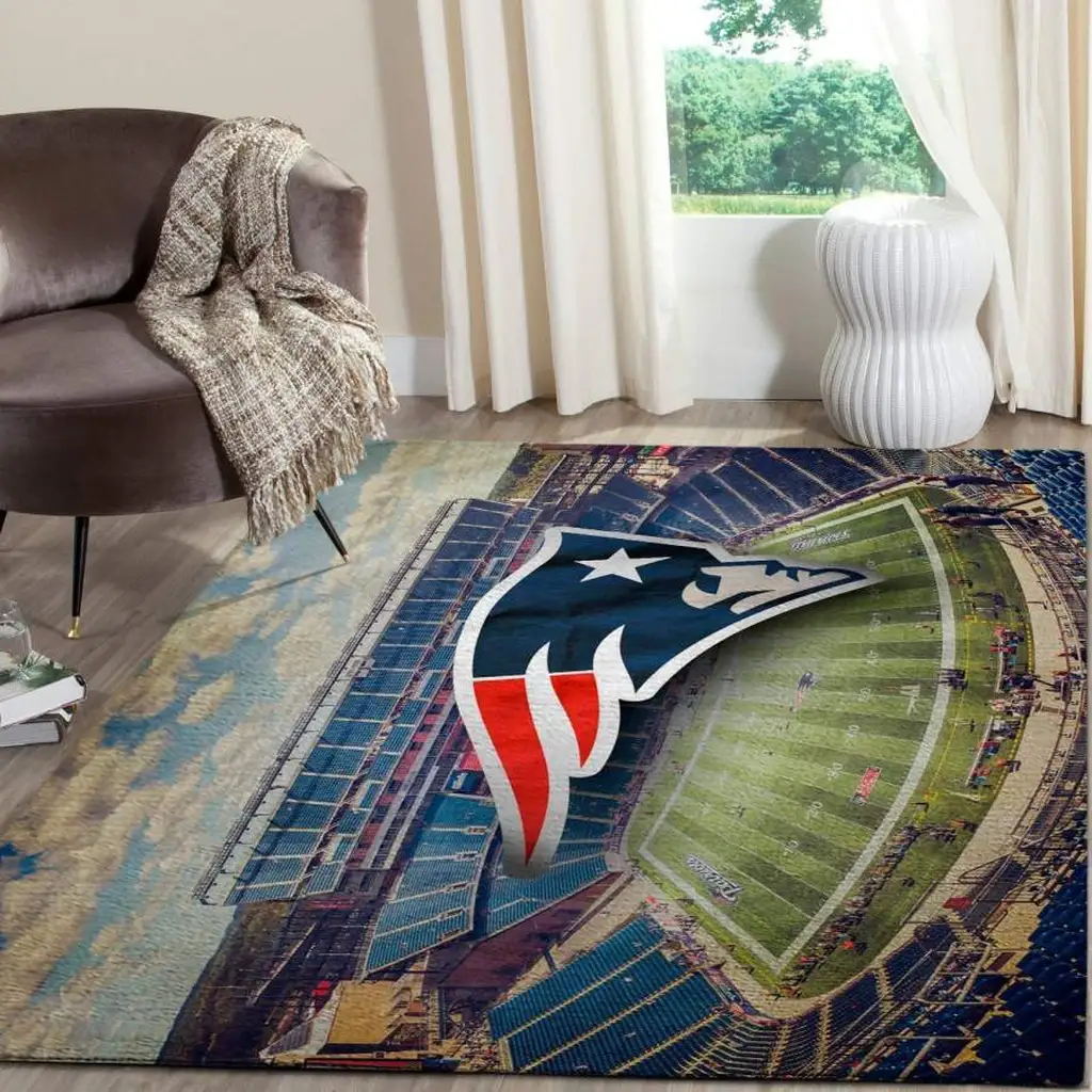 New England Patriots Rug - Area Perfect for Fans Room Decor Blue and Red