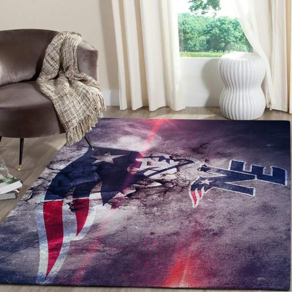 New England Patriots Rug - Fan Team Logo Carpet Blue and Red