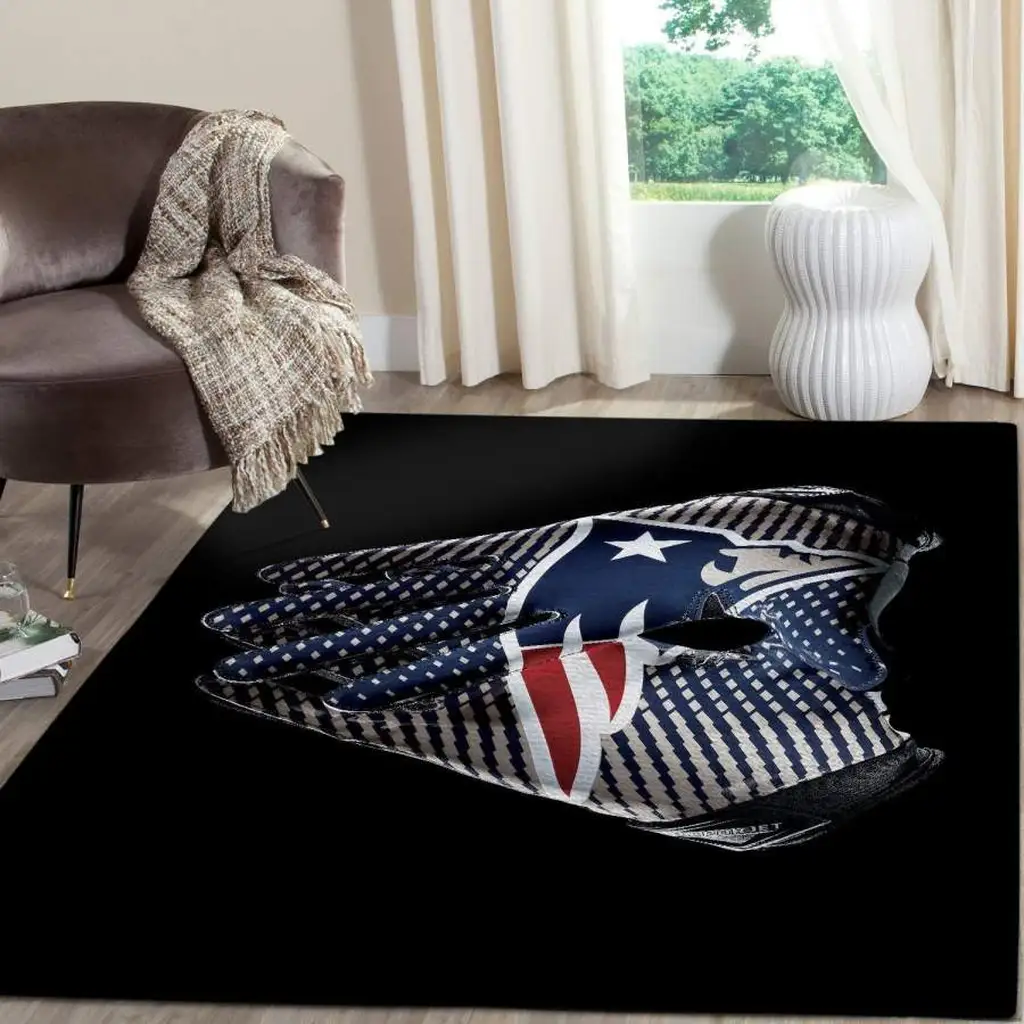 New England Patriots Rug - for Living Room Decor Black and Blue