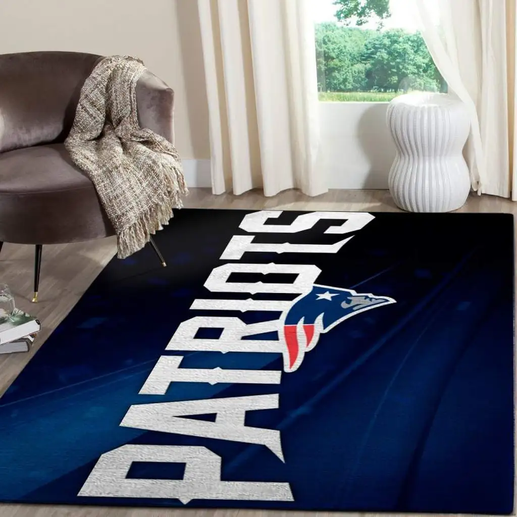 New England Patriots Rug - Living Room Area Blue and White