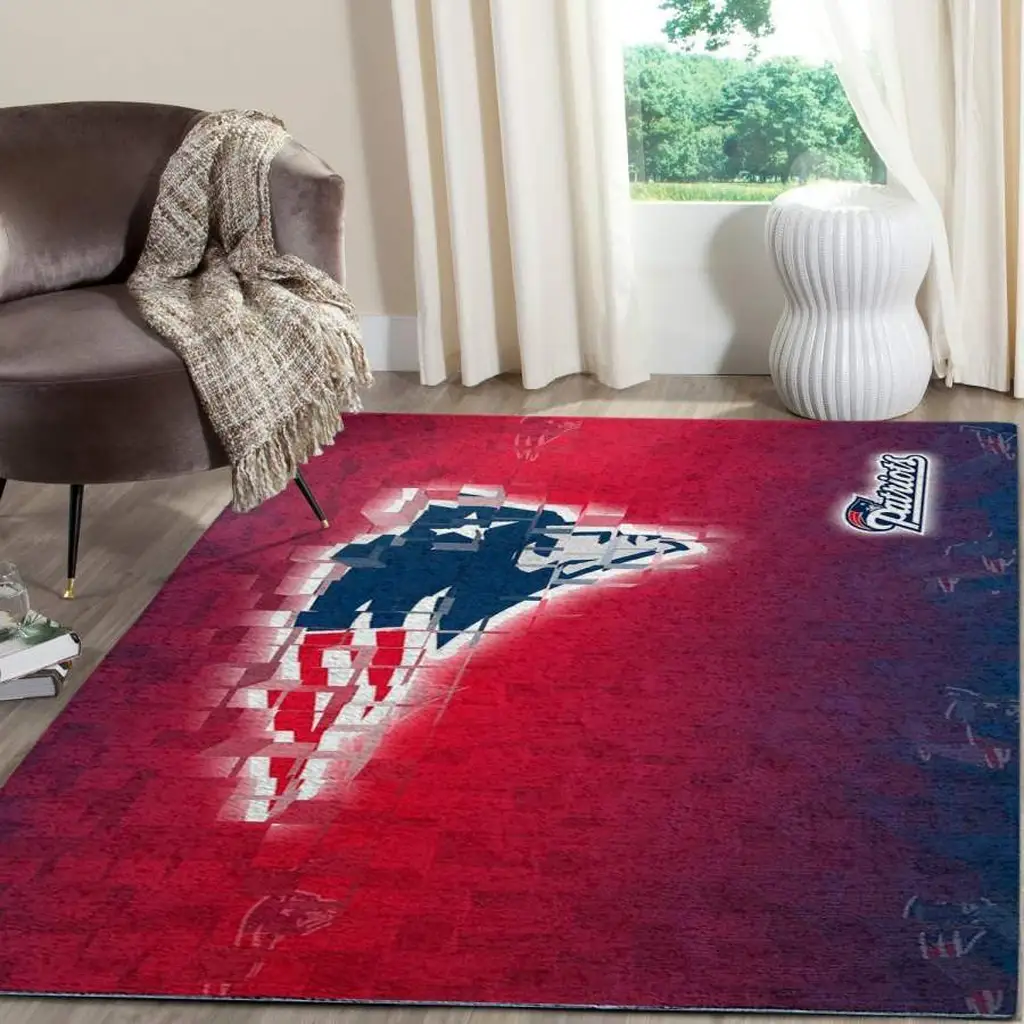 New England Patriots Rug - Logo Area for Fans Blue and Red