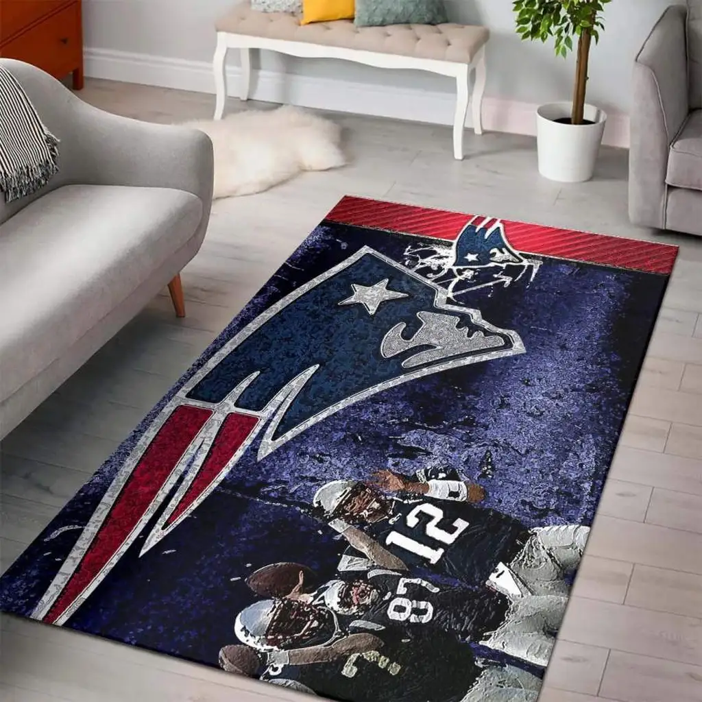 New England Patriots Rug - NFL Fan Area for Game Room Blue and Red