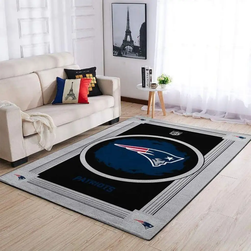 New England Patriots Rug - NFL Team Logo Floor Black and Blue
