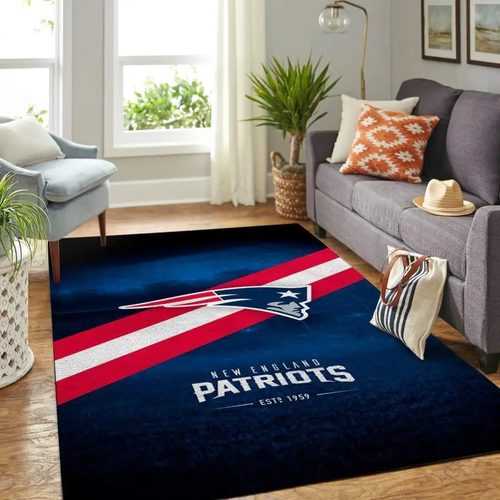 New England Patriots Rug - Team Logo Area for Fans Blue and Red