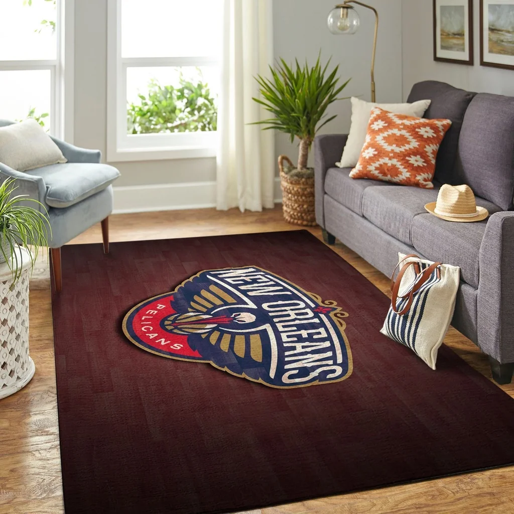 New Orleans Pelicans Rug - Area for Living Room Decor Blue and White