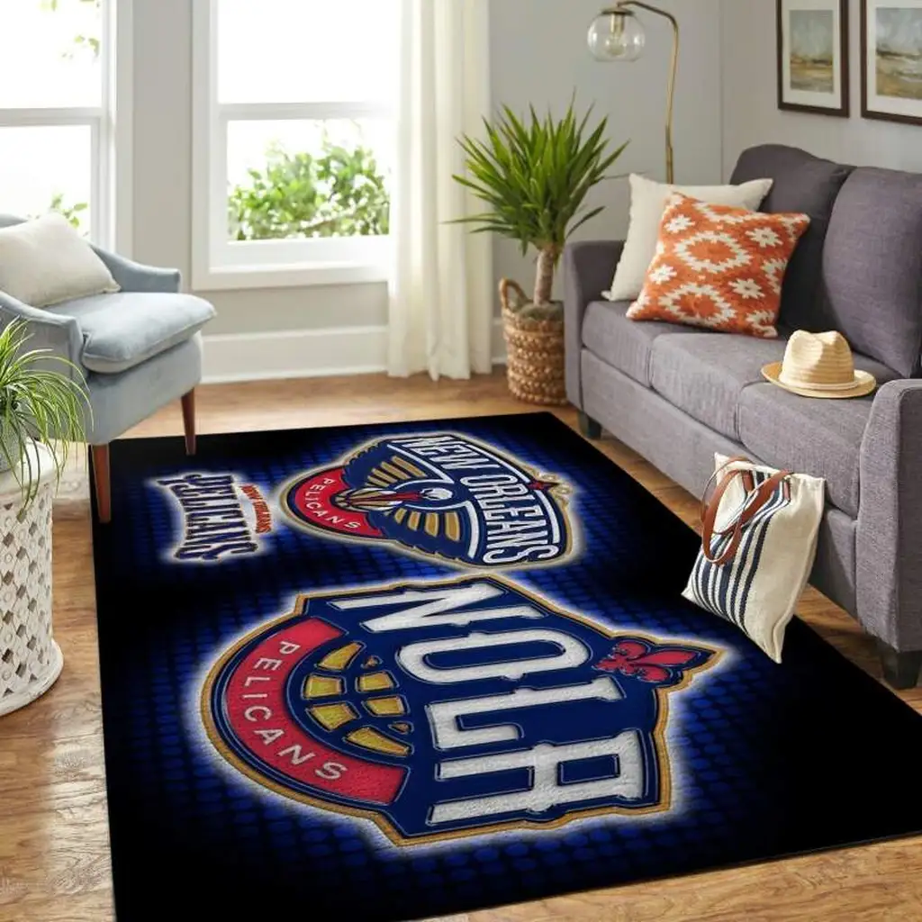 New Orleans Pelicans Rug - Basketball for Living Room Black and Green
