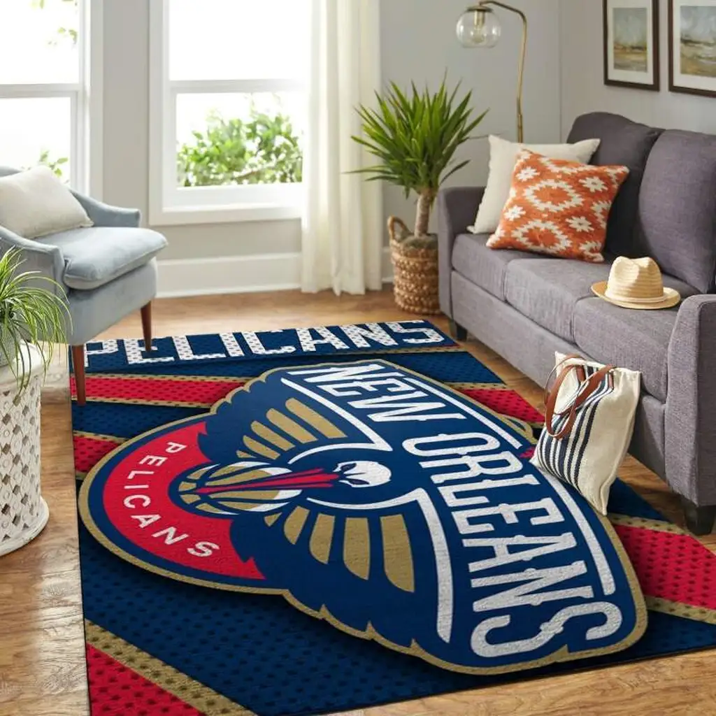 New Orleans Pelicans Rug - for Living Room Decor Black and White