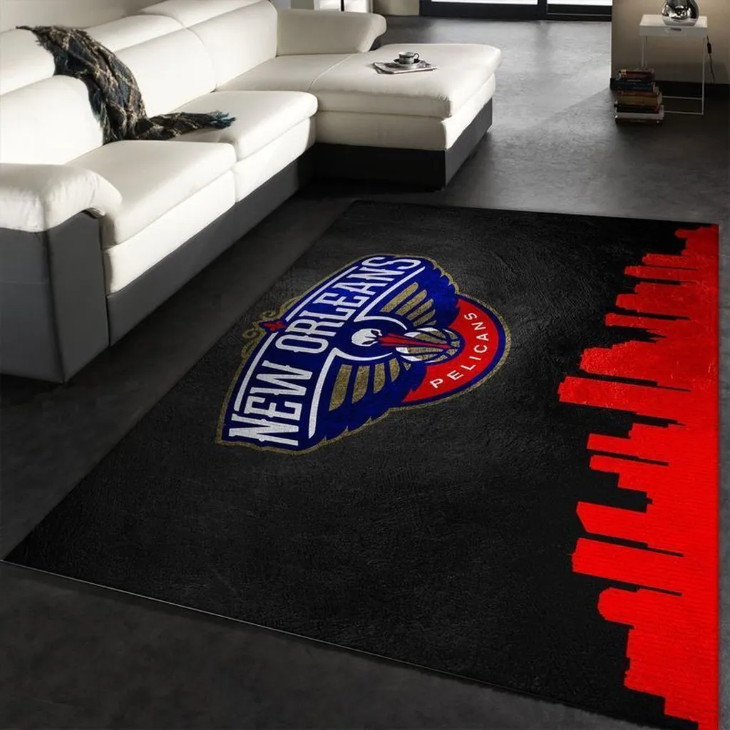 New Orleans Pelicans Rug - for Living Room Floor Decor Black and Green