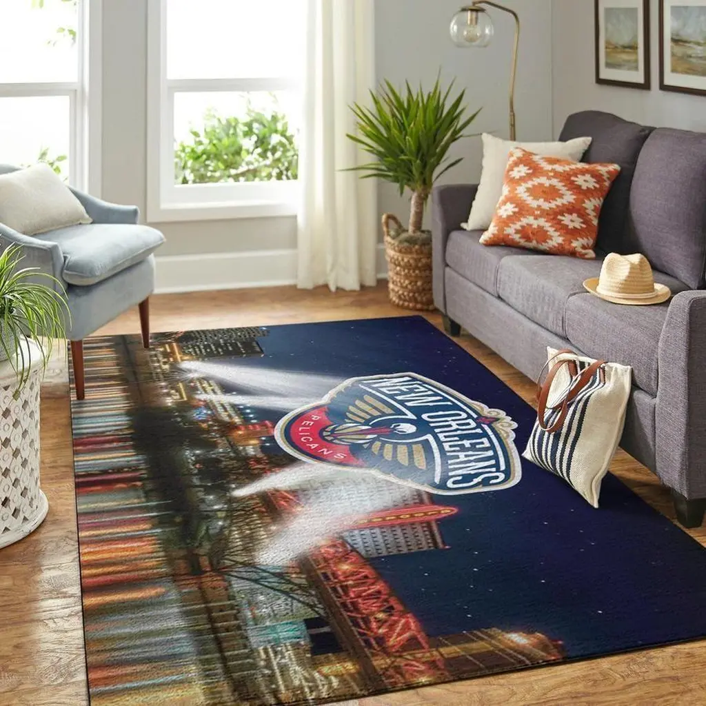 New Orleans Pelicans Rug - NBA Area for Living Room Black and Yellow