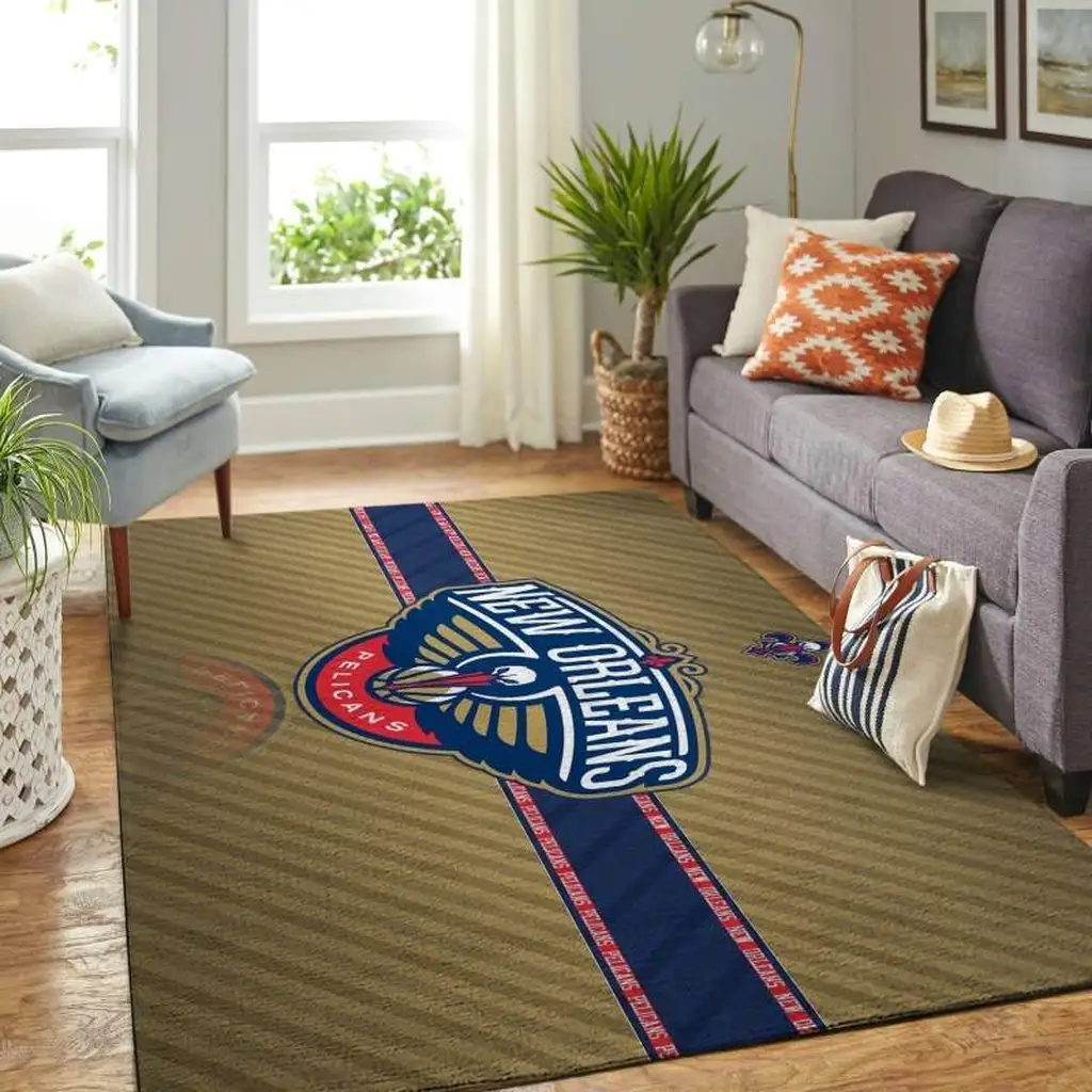New Orleans Pelicans Rug - Team Logo Area for Living Room Black and Red
