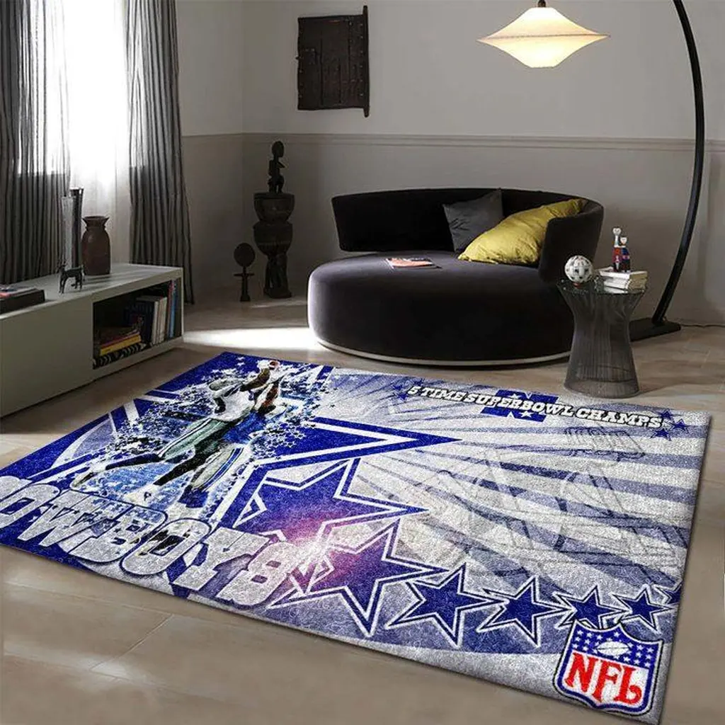New York Giants Rug - Football Helmet Area for Fans Blue and White