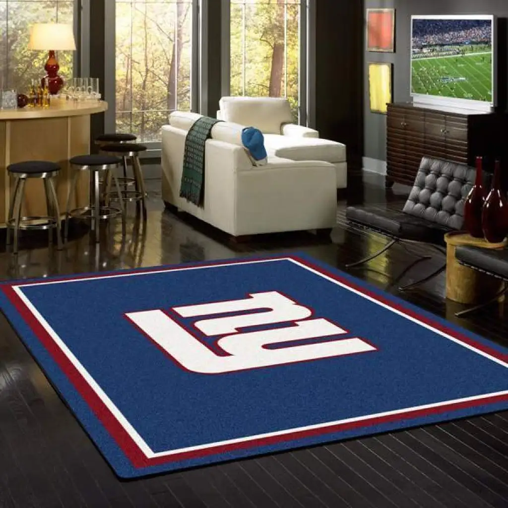 New York Giants Rug - Football Team Area for Fans Blue and White