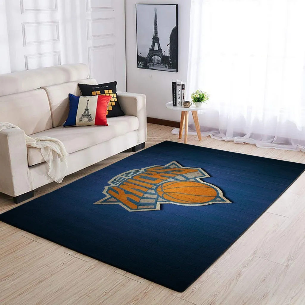 New York Knicks Rug - Basketball Area for Home Decor Blue and Yellow