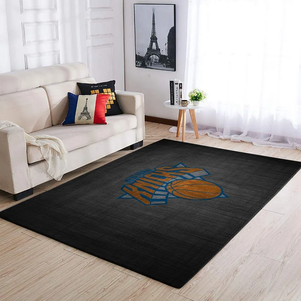 New York Knicks Rug - Basketball for Living Room Decor Black and Blue