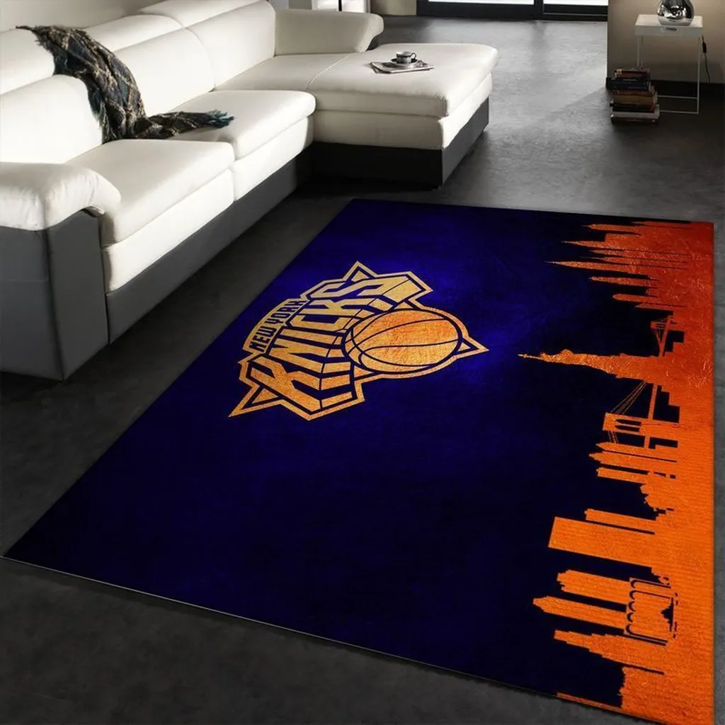 New York Knicks Rug - Basketball for Living Room Decor Blue and Green
