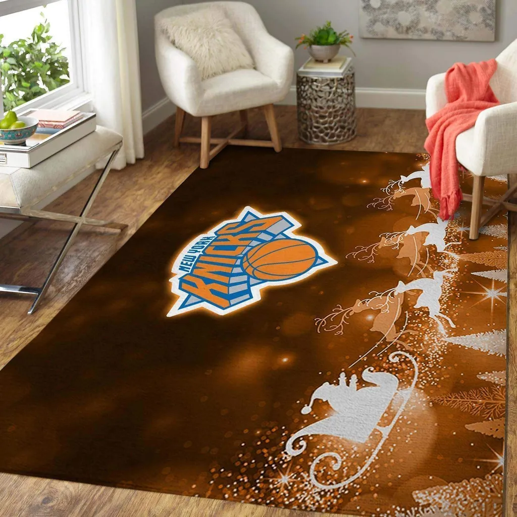 New York Knicks Rug - Basketball for Living Room Floor Blue and Gray