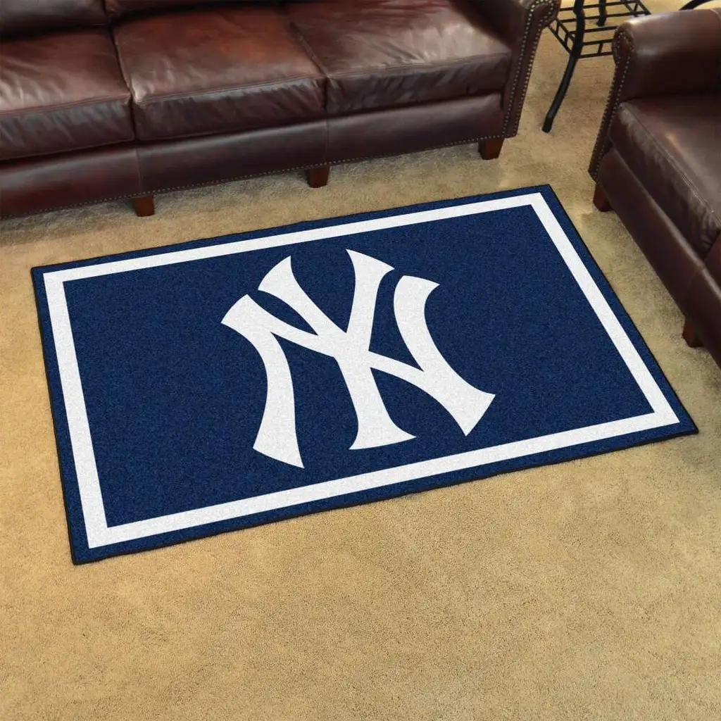New York Logo Area Rug for Living Room Decoration Blue and White