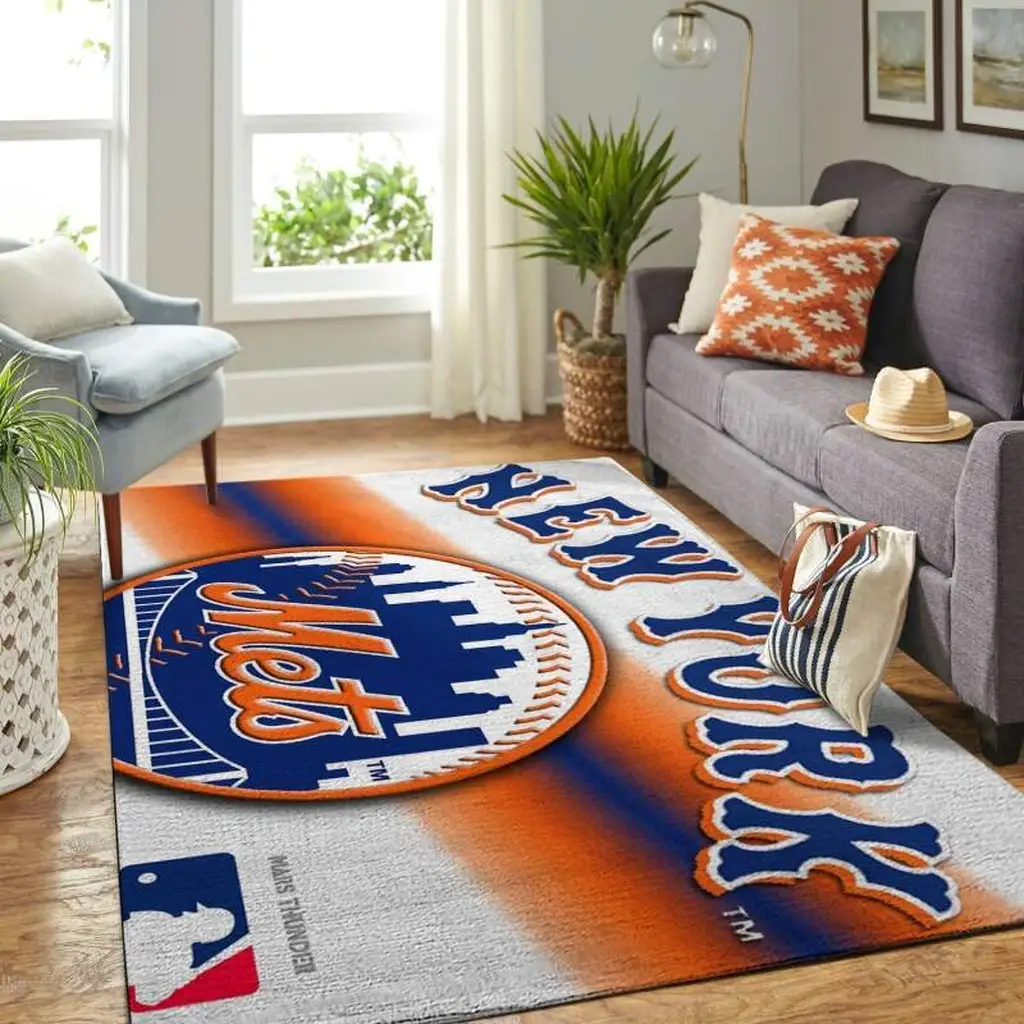 New York Mets Rug - Baseball Team Logo for Fans Blue and Orange