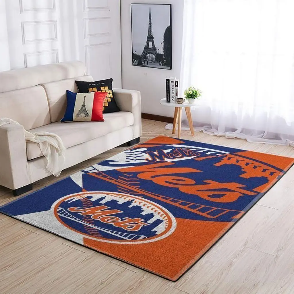 New York Mets Rug - for Living Room Fans Blue and Orange