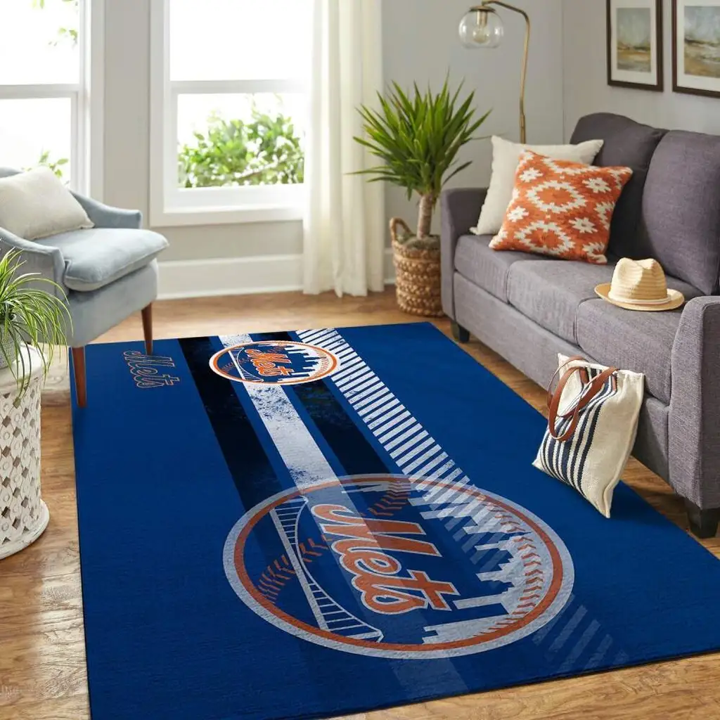 New York Mets Rug - Logo for Living Room Decor Blue and Orange