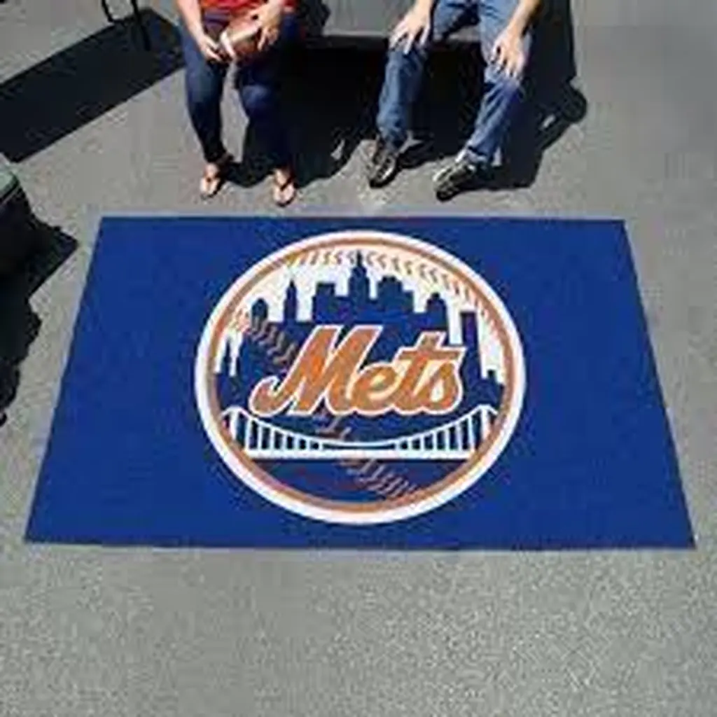 New York Mets Rug - Outdoor for Fans Durable Design Blue and Orange