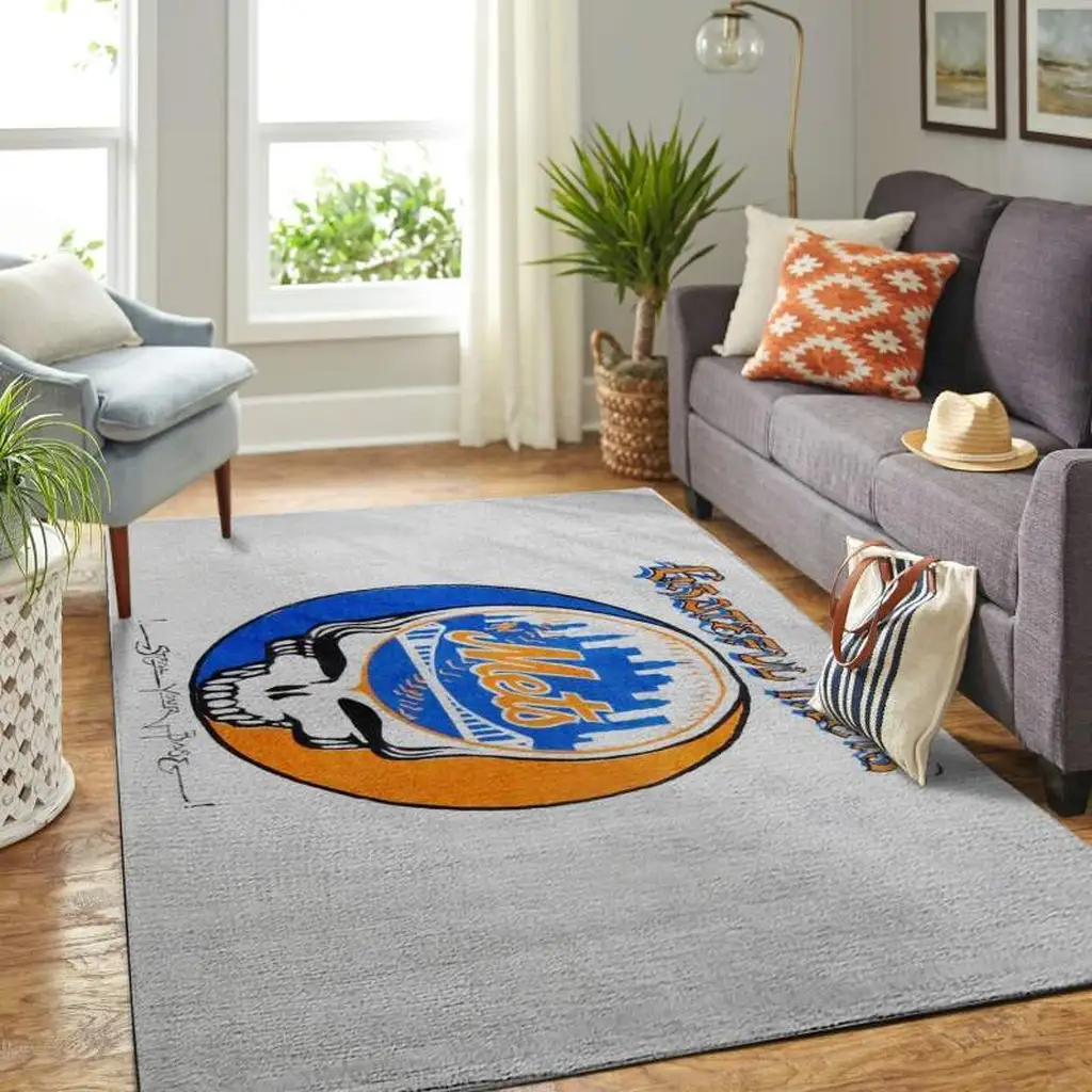 New York Mets Rug - Perfect for Living Room Decor Blue and Gray