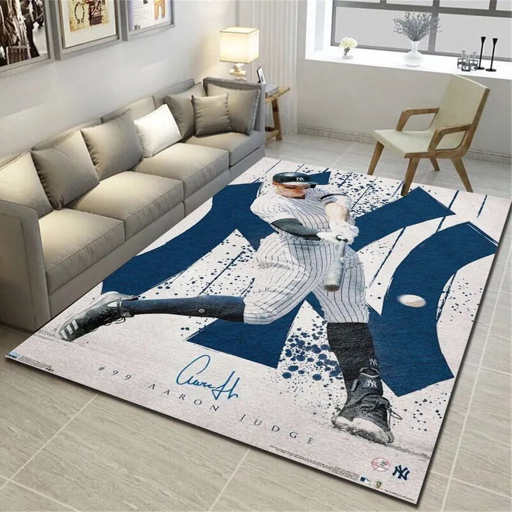 New York Yankees Rug - Aaron Judge Player for Room Decor Blue and White