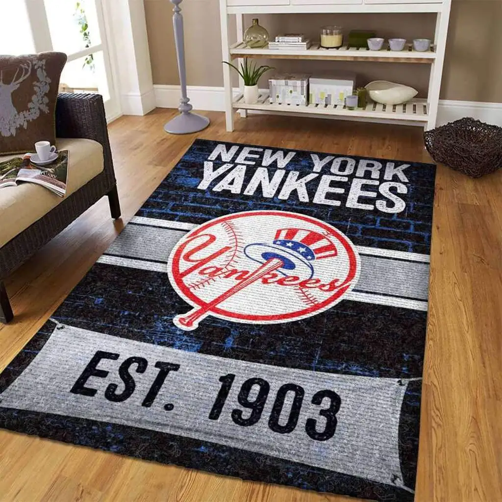 New York Yankees Rug - Area Est 1903 Design Carpet Blue and White