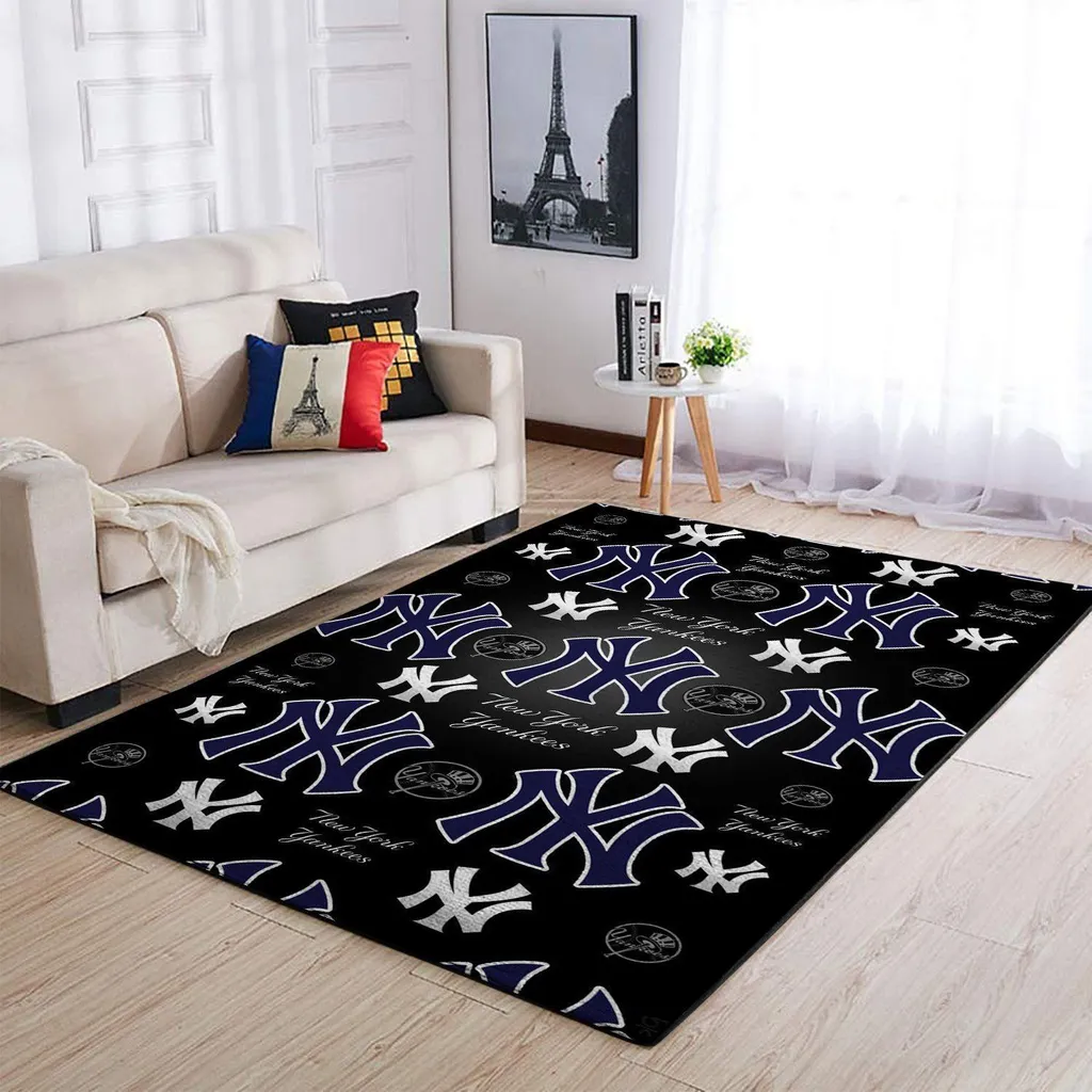 New York Yankees Rug - Area for Living Room Decor Black and Blue