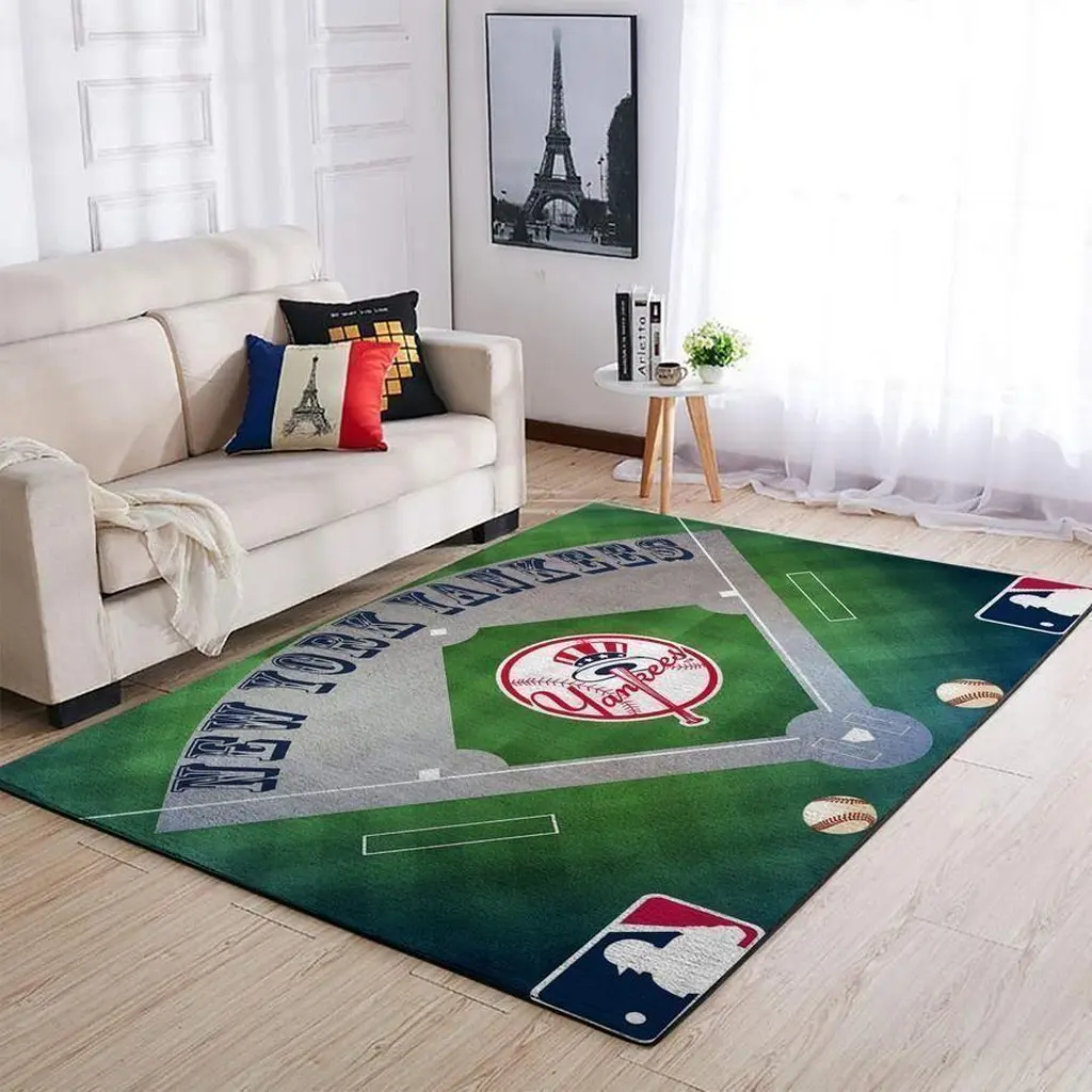 New York Yankees Rug - Baseball Field for Living Room Green and Gray