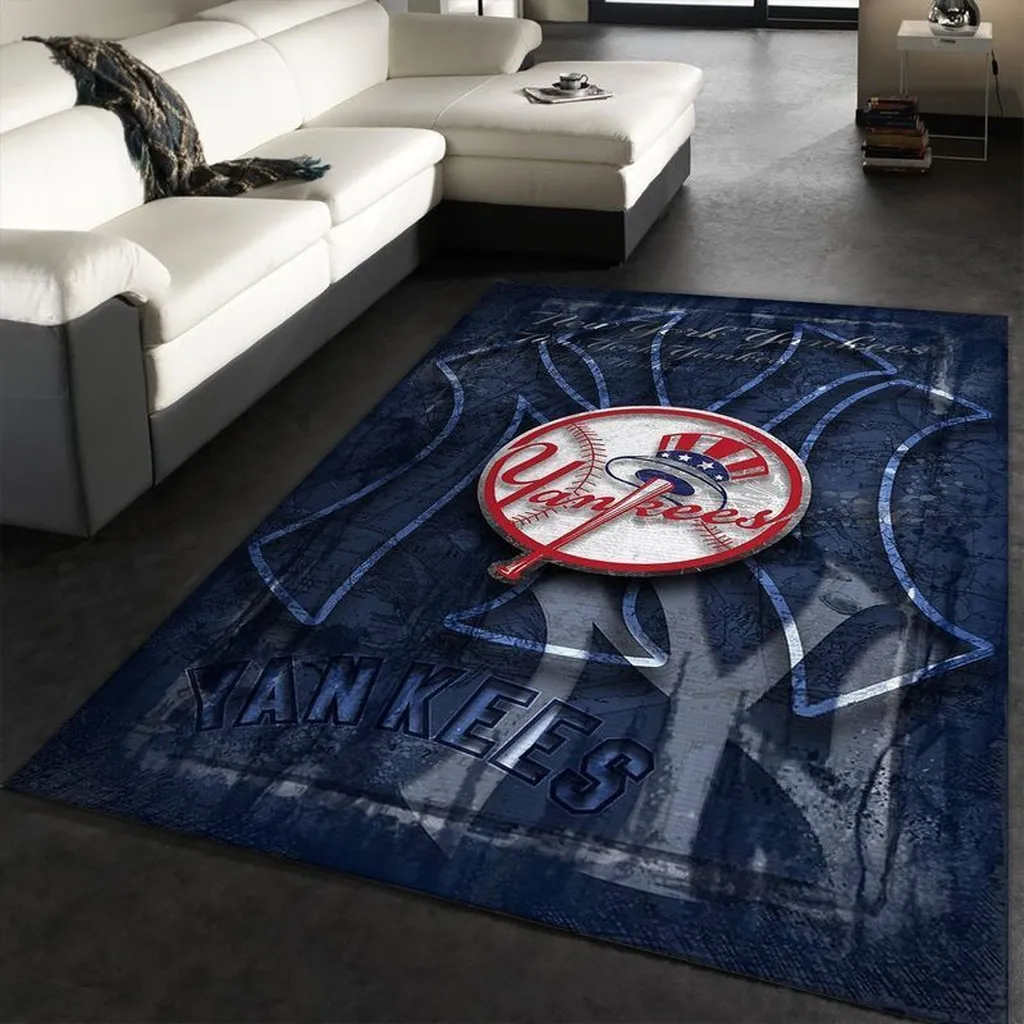 New York Yankees Rug - Baseball Logo for Home Decor Blue and White