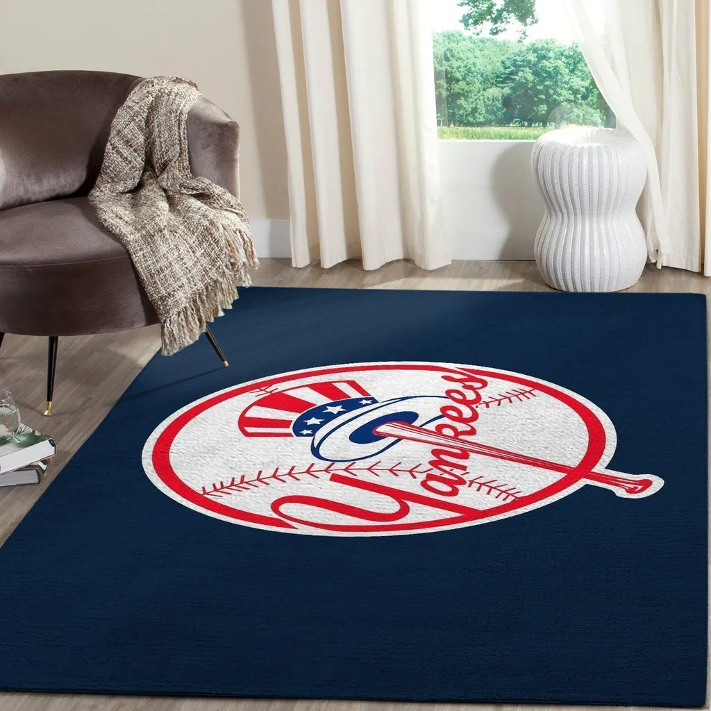 New York Yankees Rug - Baseball Perfect for Home Decor Blue and White