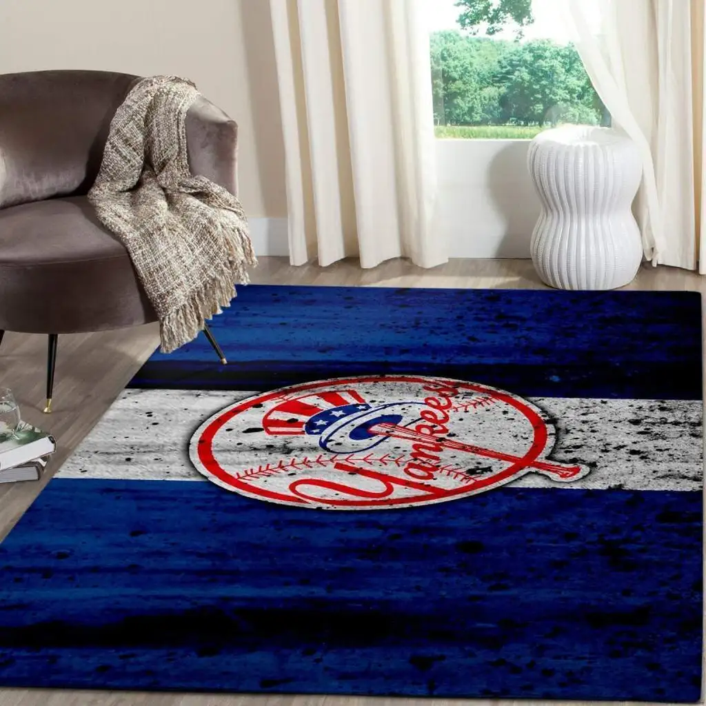 New York Yankees Rug - Baseball Team Logo for Fans Blue and White