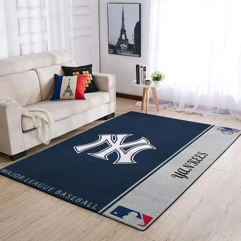 New York Yankees Rug - MLB Baseball Area for Home Decor Blue and Gray