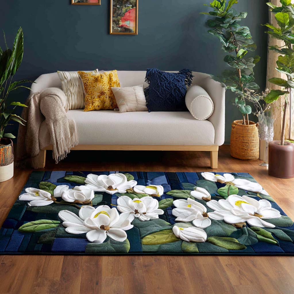 Night Bloom Area Rug - Non-Slip Washable 3D Print Rug for Living Room & BedroomTVC2108292
