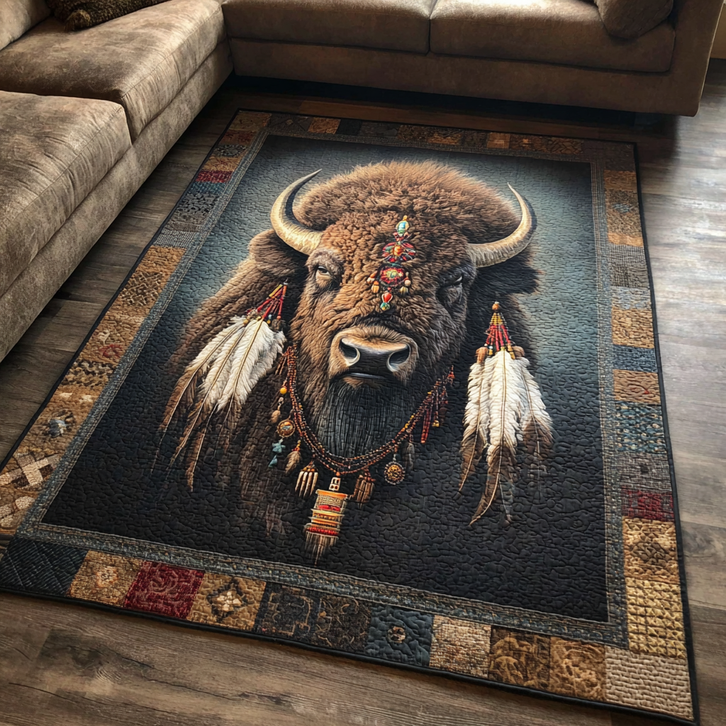 Noble Bison Area Rug - Non-Slip Washable 3D Print Rug for Living Room & BedroomTVC2108292