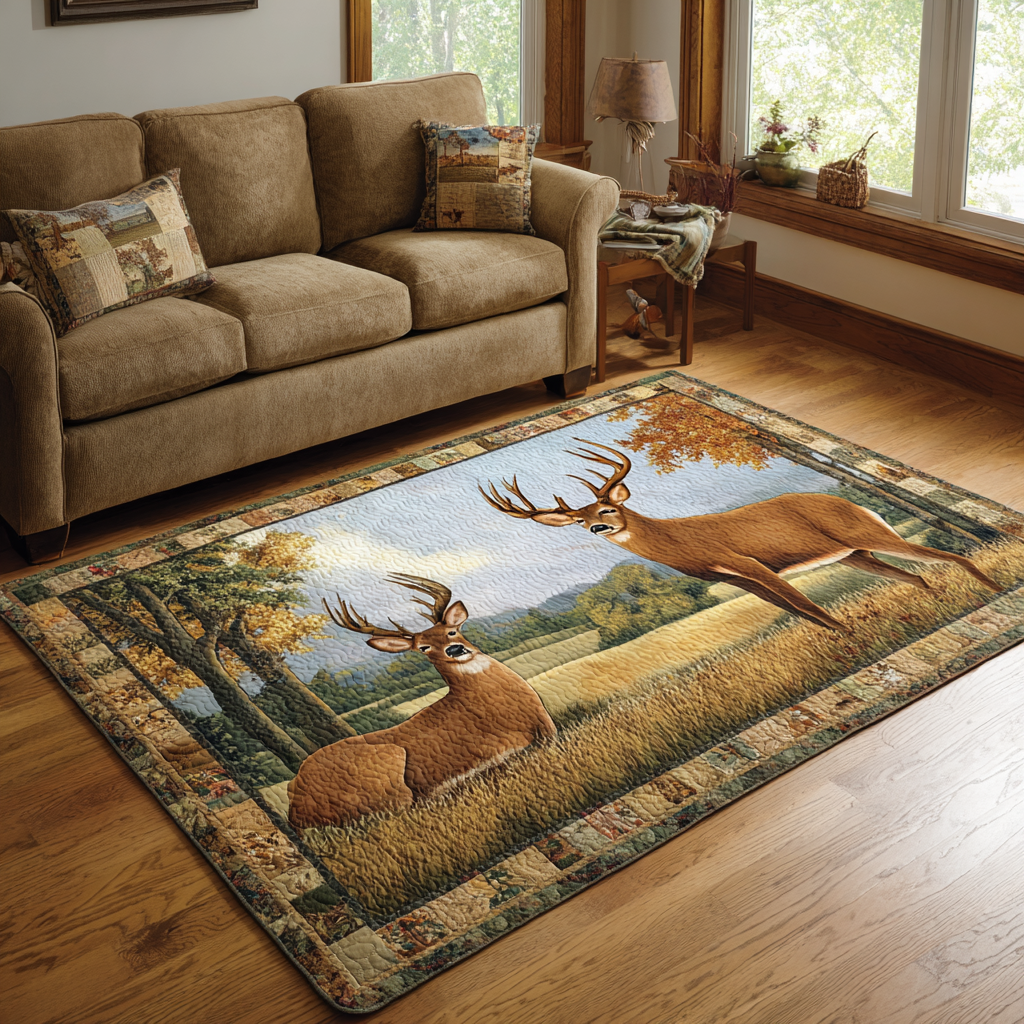 Noble Deer Area Rug - Non-Slip Washable 3D Print Rug for Living Room & Bedroom (DesignTVC2108292
